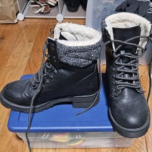 Women's Black Lace-Up Boots